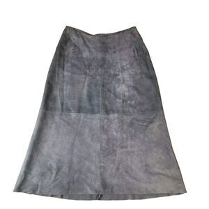 Shari's Place Women's Blue/Gray Leather Long Skirt Size 10‎ Suede